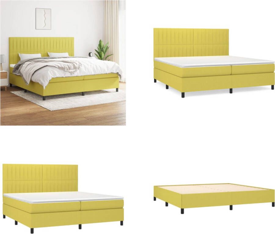 VidaXL Boxspring met matras stof groen 200x200 cm Boxspring Boxsprings Bed Slaapmeubel