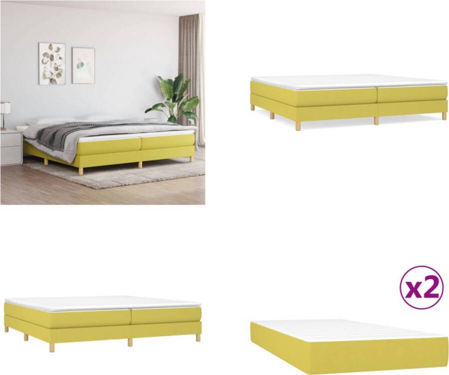 VidaXL Boxspring met matras stof groen 200x200 cm Boxspring Boxsprings Bed Slaapmeubel - Foto 2