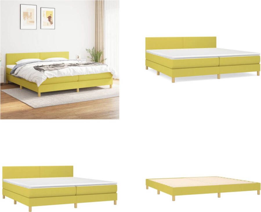 VidaXL Boxspring met matras stof groen 200x200 cm Boxspring Boxsprings Bed Slaapmeubel