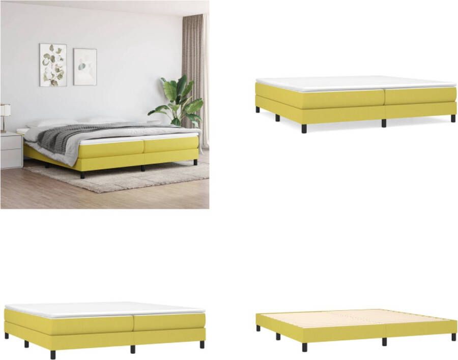 VidaXL Boxspring met matras stof groen 200x200 cm Boxspring Boxsprings Bed Slaapmeubel - Foto 3