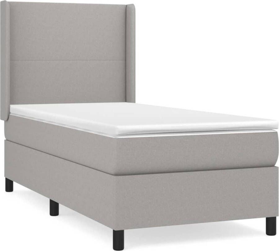 Vida XL Boxspring met matras stof lichtgrijs 100x200 cm SKU: V3128741 - Foto 2