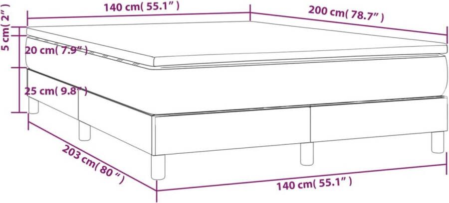 Vida XL Boxspring met matras stof lichtgrijs 140x200 cm SKU: V3144077 - Foto 3