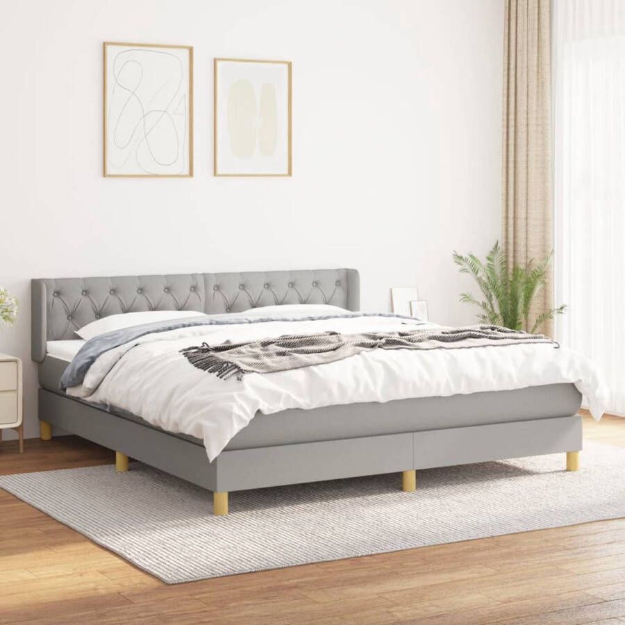 Vida XL Boxspring met matras stof lichtgrijs 160x200 cm SKU: V3144530 - Foto 7