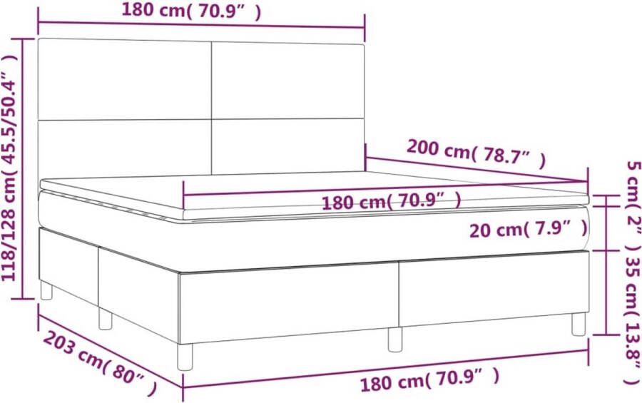 VidaXL -Boxspring-met-matras-stof-lichtgrijs-180x200-cm - Foto 2