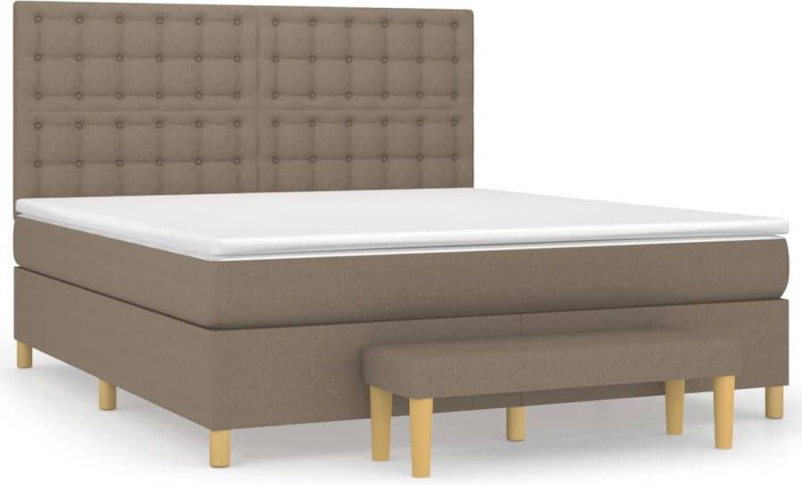 VidaXL -Boxspring-met-matras-stof-taupe-160x200-cm - Foto 3