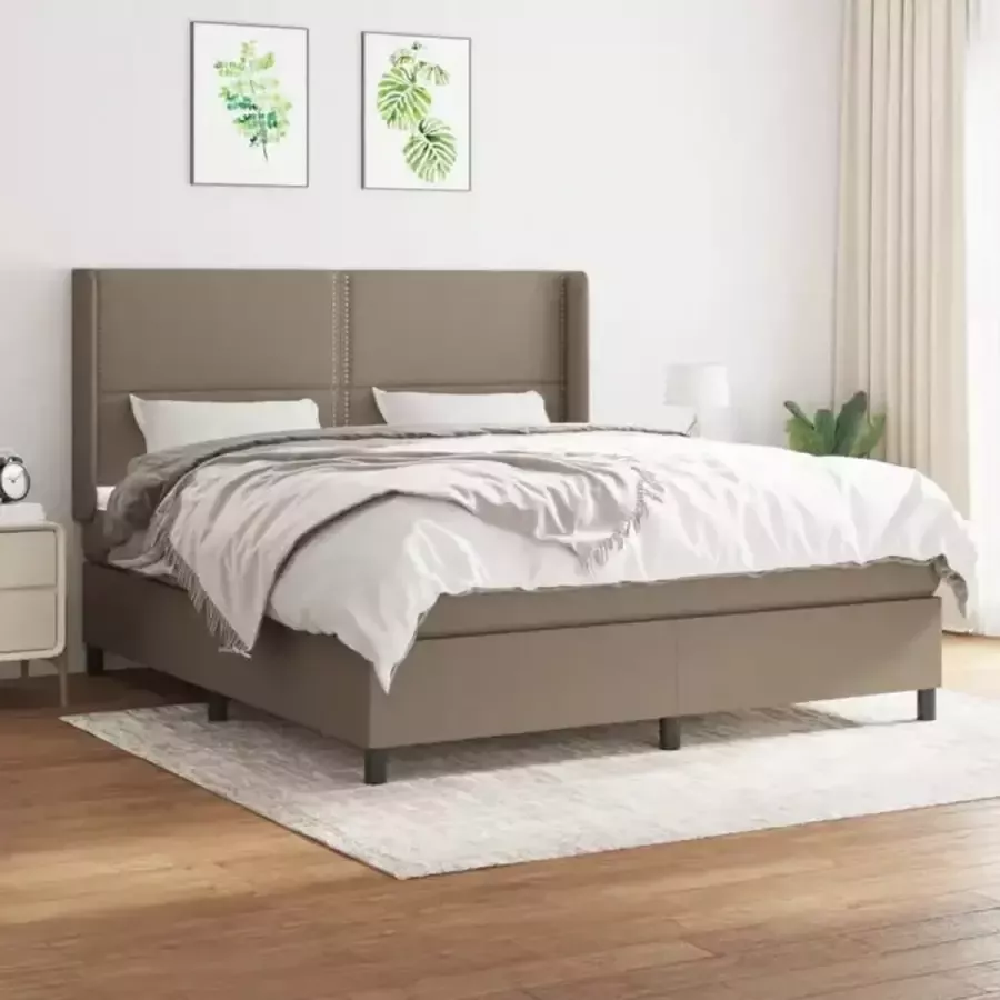 VidaXL -Boxspring-met-matras-stof-taupe-160x200-cm - Foto 7