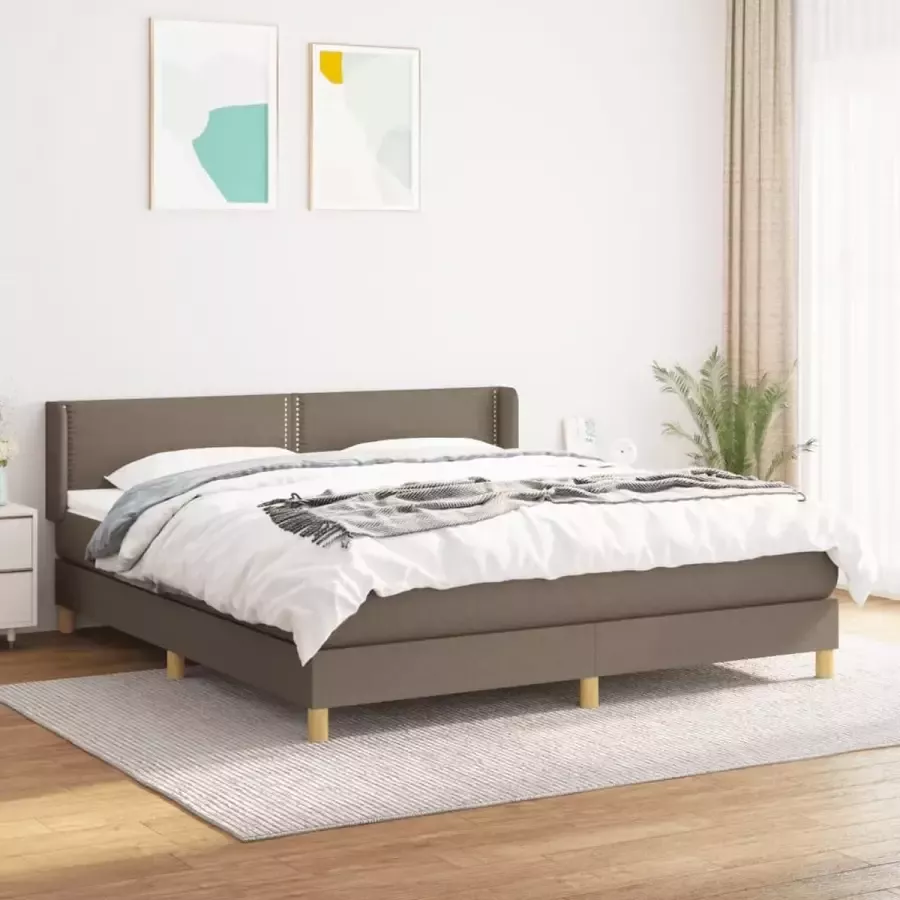 VidaXL -Boxspring-met-matras-stof-taupe-160x200-cm - Foto 3