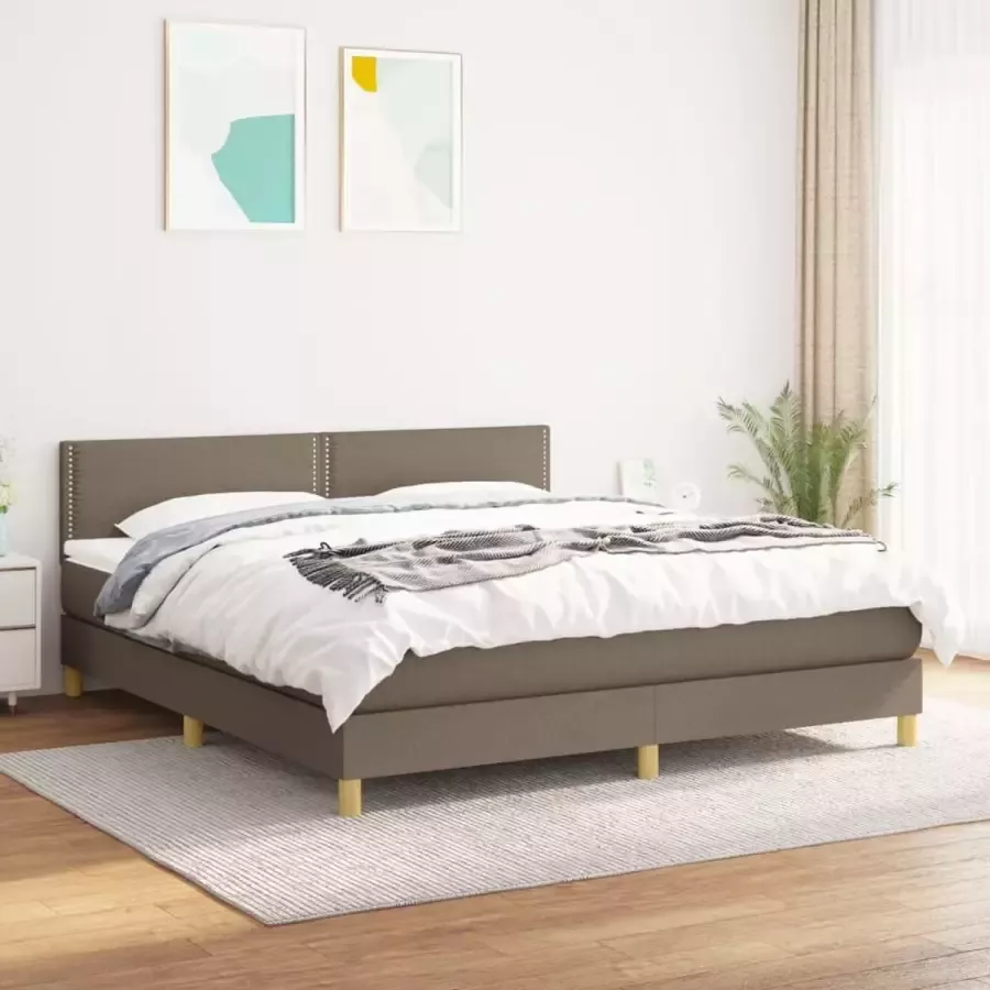 VidaXL -Boxspring-met-matras-stof-taupe-160x200-cm - Foto 2