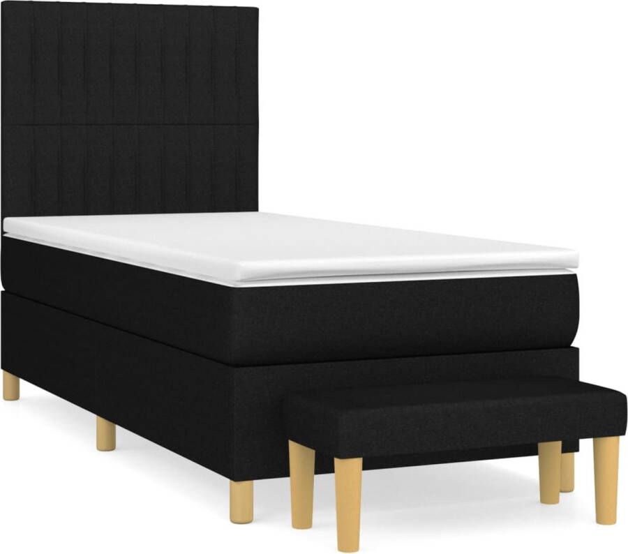 Vida XL Boxspring met matras stof zwart 100x200 cm SKU: V3136975