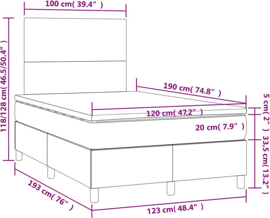 Vida XL Boxspring met matras stof zwart 120x190 cm SKU: V3269918