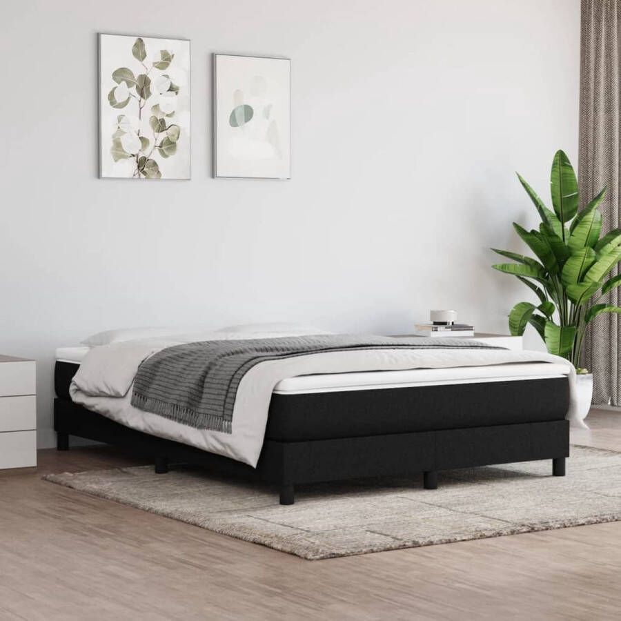 Vida XL Boxspring met matras stof zwart 140x190 cm SKU: V3144071