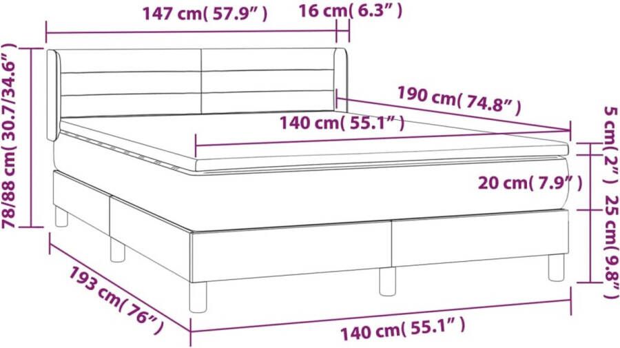 Vida XL Boxspring met matras stof zwart 140x190 cm SKU: V3144417 - Foto 7