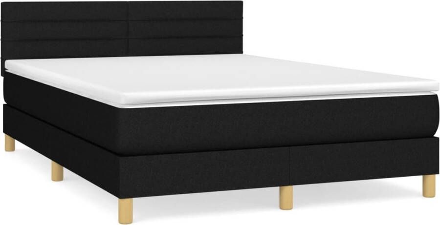 Vida XL Boxspring met matras stof zwart 140x190 cm SKU: V3144417 - Foto 3