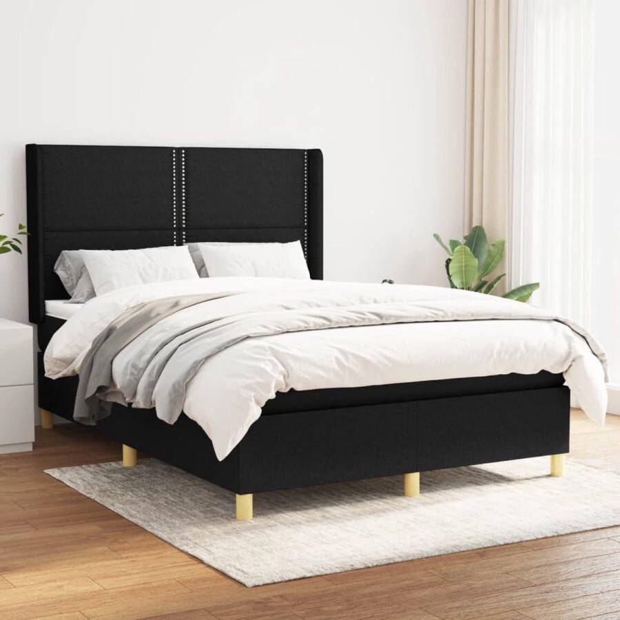Vida XL Boxspring met matras stof zwart 140x190 cm SKU: V3144417 - Foto 2