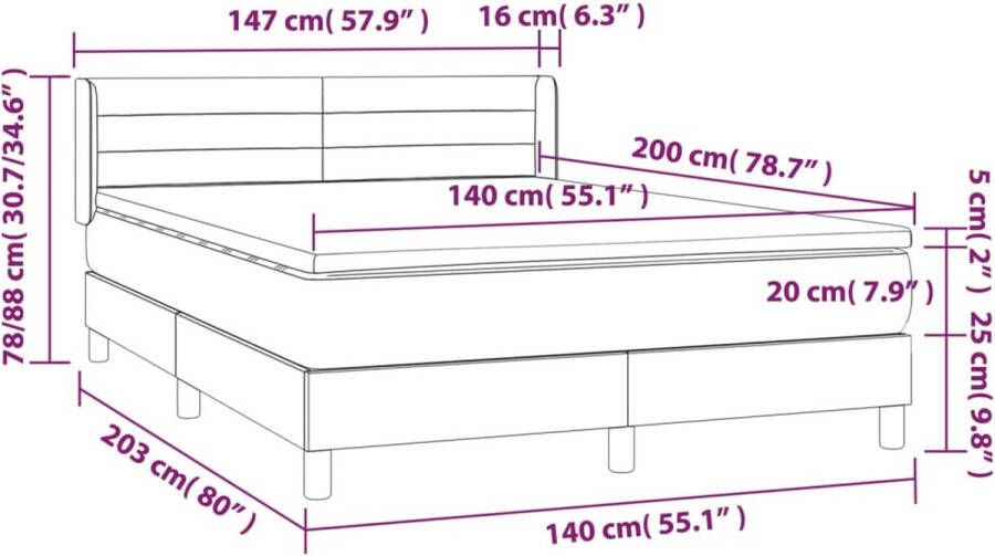 Vida XL Boxspring met matras stof zwart 140x200 cm SKU: V3144079 - Foto 2