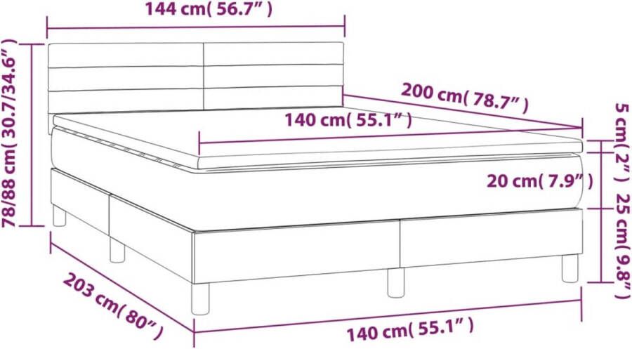 VidaXL -Boxspring-met-matras-stof-zwart-140x200-cm - Foto 1
