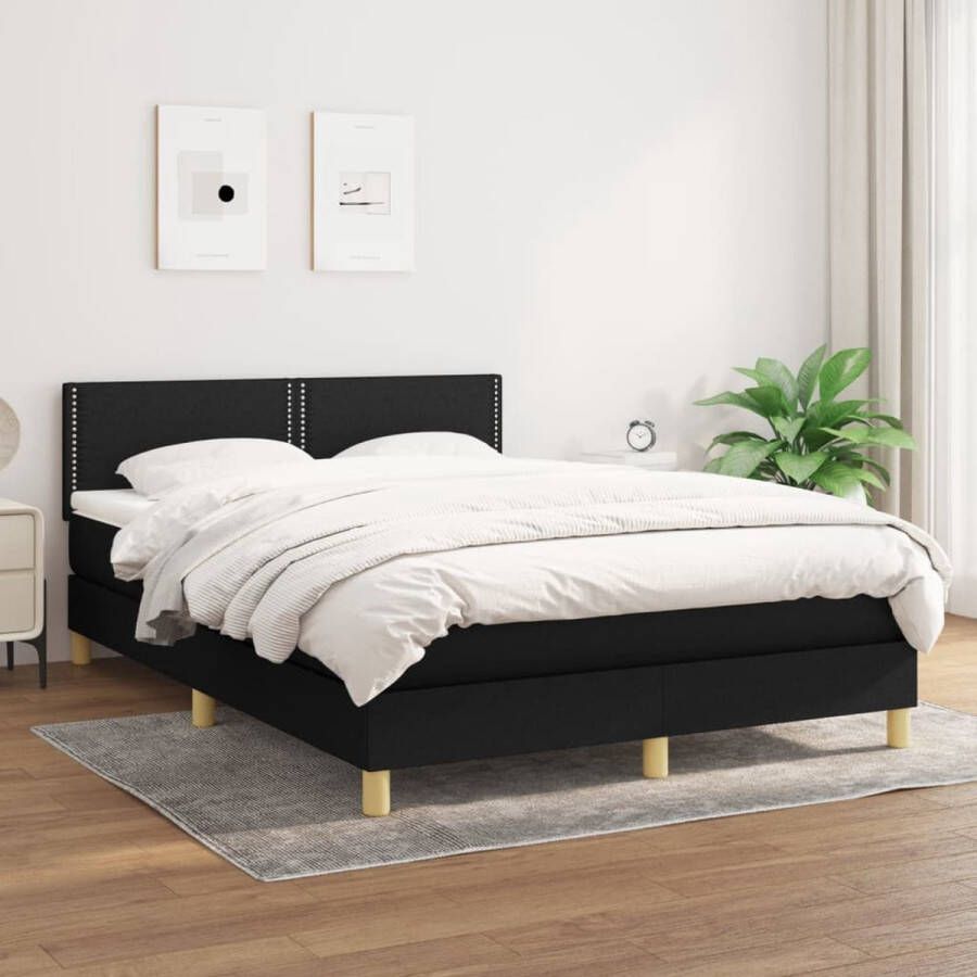 VidaXL -Boxspring-met-matras-stof-zwart-140x200-cm - Foto 3