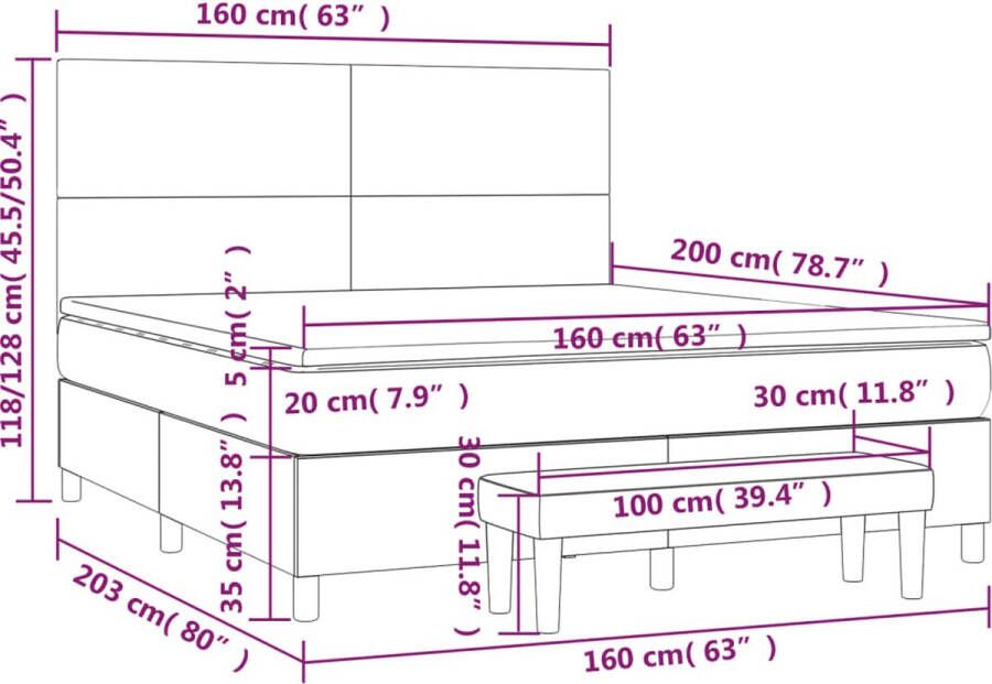 VidaXL -Boxspring-met-matras-stof-zwart-160x200-cm - Foto 2