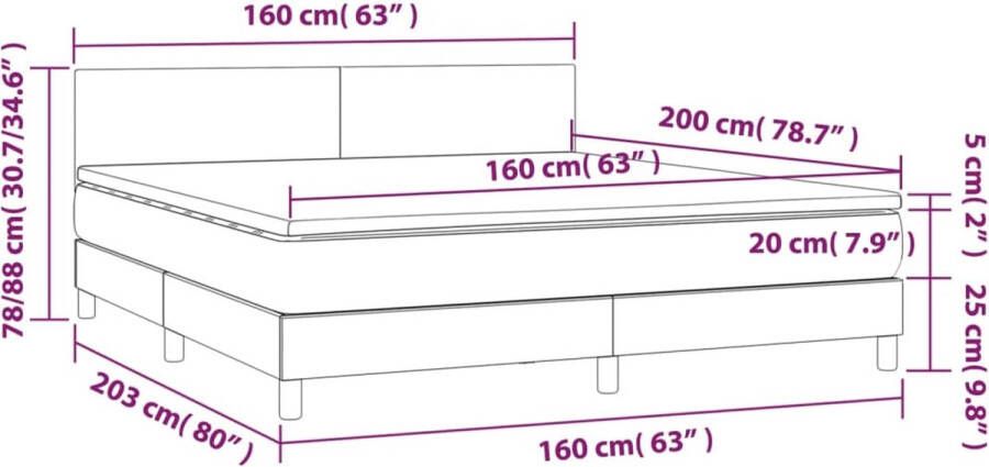 VidaXL -Boxspring-met-matras-stof-zwart-160x200-cm - Foto 6