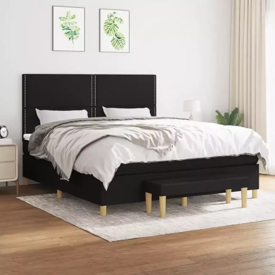 VidaXL -Boxspring-met-matras-stof-zwart-160x200-cm - Foto 8