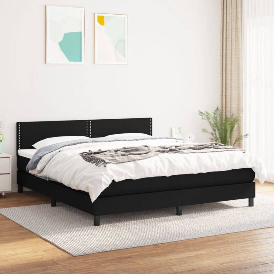 VidaXL -Boxspring-met-matras-stof-zwart-160x200-cm