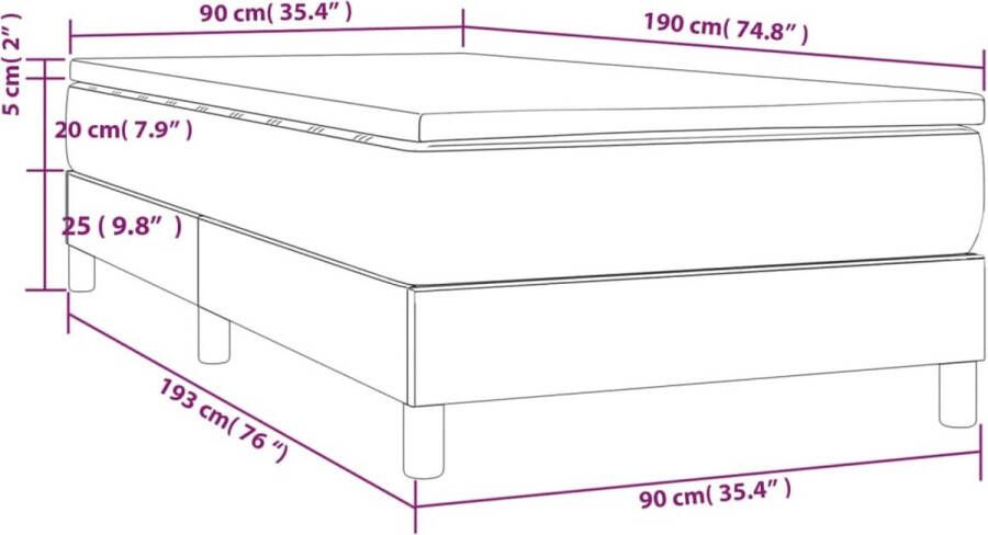 Vida XL Boxspring met matras stof zwart 90x190 cm SKU: V3144039 - Foto 2
