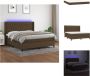 VidaXL Boxspring naam Bed met LED-verlichting en Pocketvering Matras 160 x 200 cm Kleur- Donkerbruin Bed - Thumbnail 1