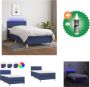 VidaXL Boxspring LED 203 x 80 x 78 88 cm Blauw stof Hoofdbord verstelbaar Pocketvering matras Huidvriendelijk topmatras Bed Inclusief Reiniger - Thumbnail 5