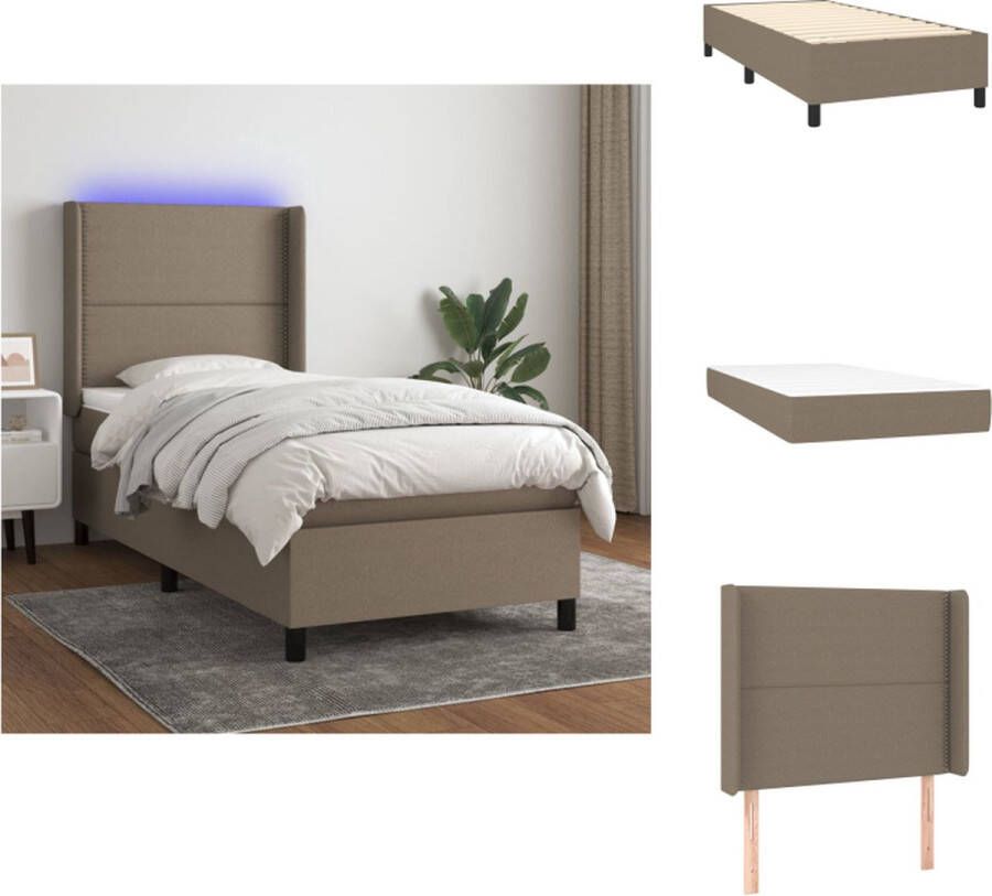 VidaXL Boxspring Pocketvering 80 x 200 cm Kleurrijk LED Duurzaam Hoog hoofdbord Huidvriendelijk topmatras Bed