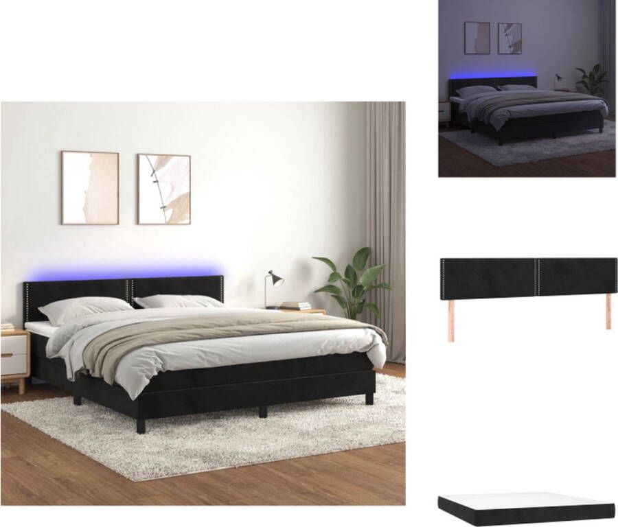 VidaXL Boxspring Boxsprings Bed Slaapmeubel Boxspring met matras en LED fluweel zwart 160x200 cm