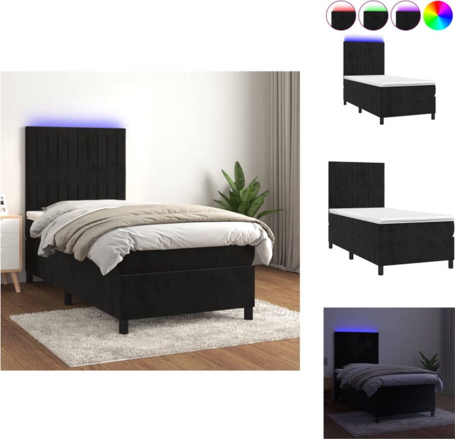 VidaXL Boxspring s Bed 193 x 90 x 118 128 cm Black Velvet and White Black Mattress Bed - Foto 1