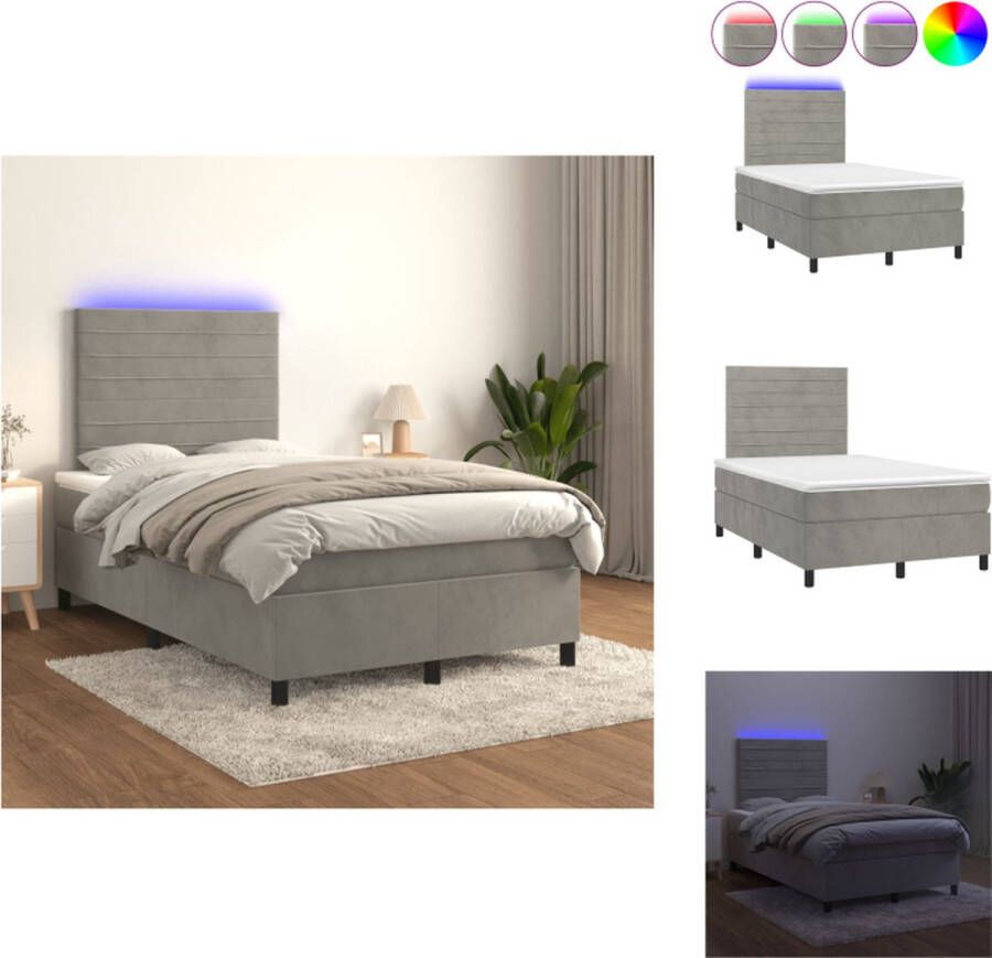 VidaXL Boxspring s Bed with LED and Pocket Spring Mattress Velvet Adjustable Headboard 203 x 120 x 118 128 cm Bed