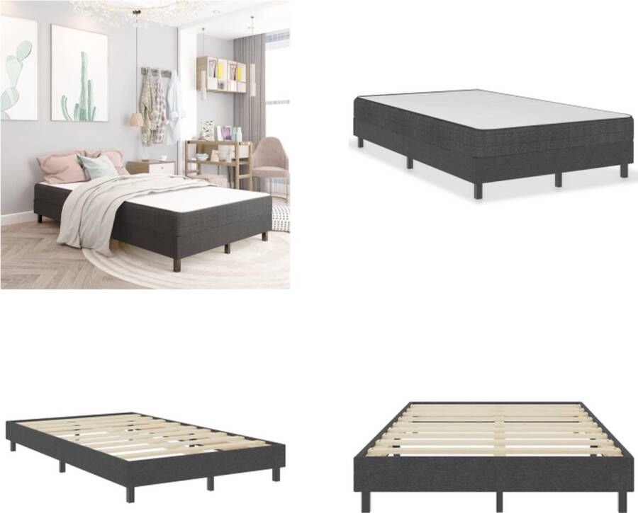 VidaXL Boxspring stof donkergrijs 120x200 cm Boxspring Boxsprings Boxspringbed Boxspringbedden - Foto 2