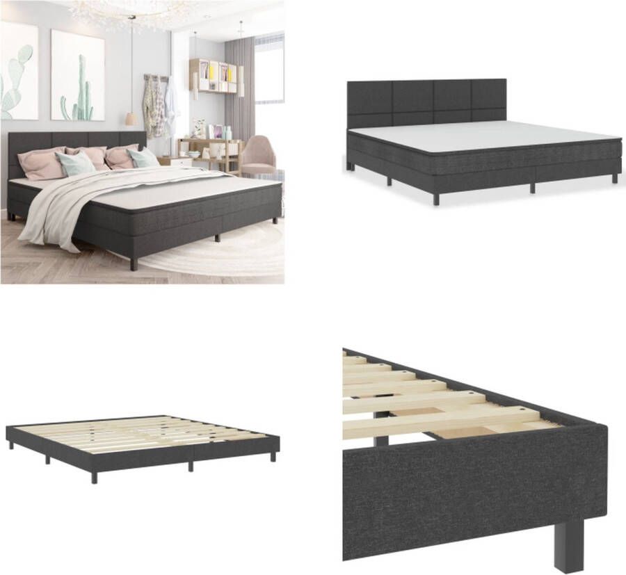 VidaXL Boxspring stof donkergrijs 200x200 cm Boxspring Boxsprings Boxspringbed Boxspringbedden - Foto 1