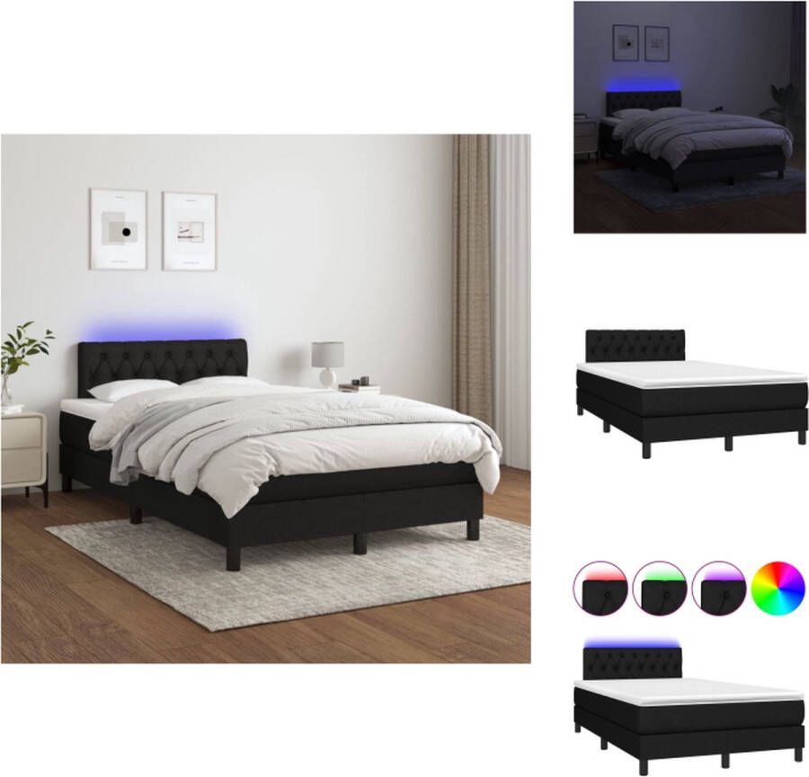 VidaXL Boxspring Vitoria Bed met Matras en LED 120x200 cm Zwart Bed