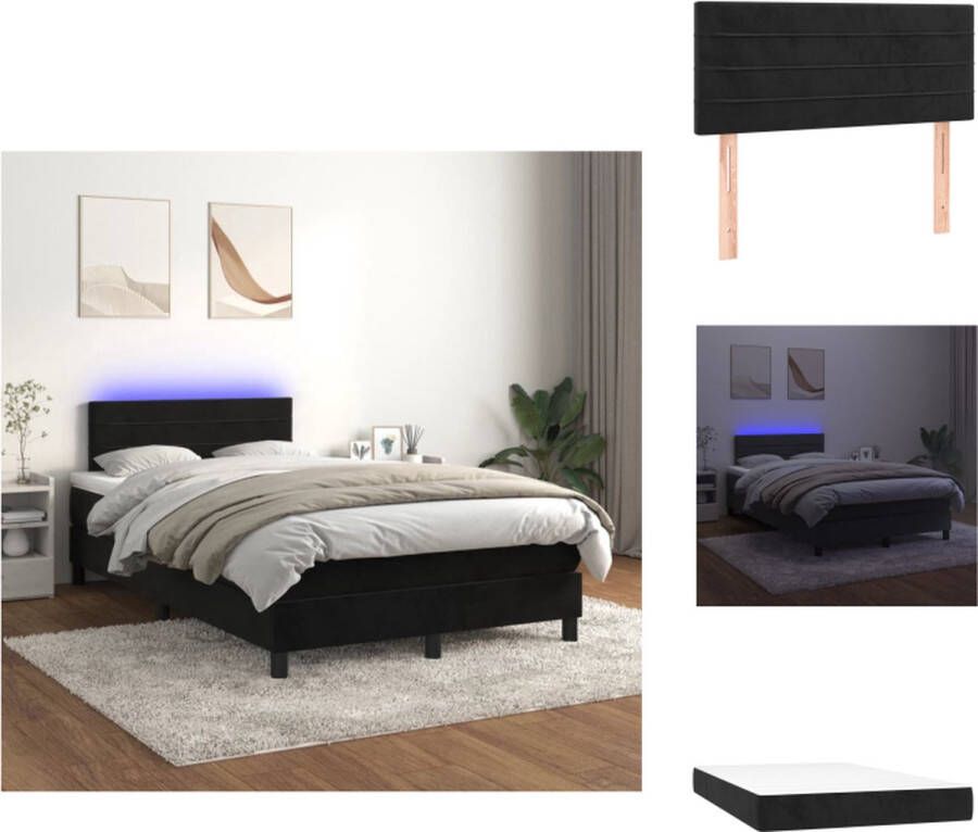 VidaXL Boxspring  Zacht fluwelen bed met LED-verlichting  Verstelbaar hoofdbord  Pocketvering matras  Huidvriendelijk topmatras Bed - Foto 1