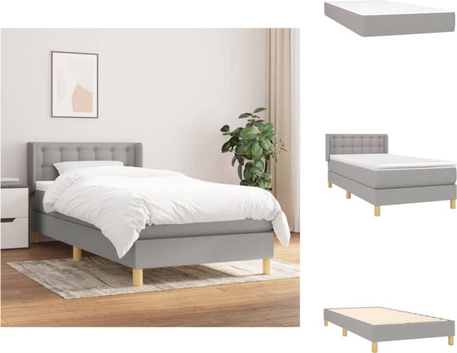 VidaXL Boxspringbed 203 x 83 x 78 88 cm Lichte matrimoniale kleur Met verstelbaar hoofdbord Pocketvering matras Middelharde ondersteuning Huidvriendelijk topmatras Incl montagehandleiding Bed