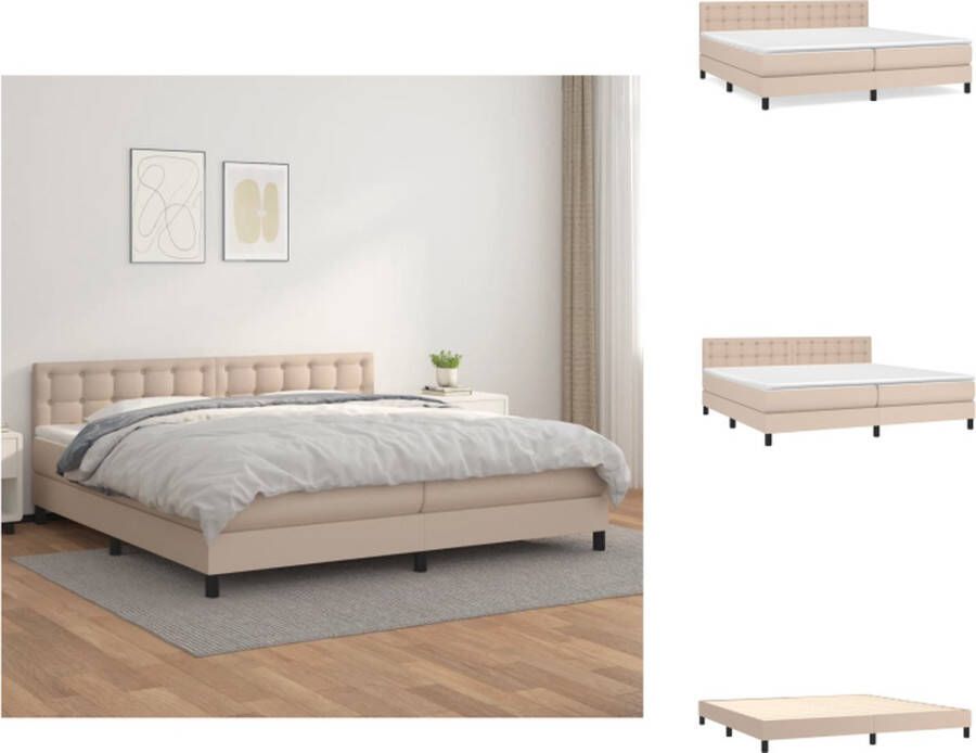 VidaXL Boxspringbed Cappuccino Kunstleren Bed met Verstelbaar Hoofdbord Pocketvering Matras Middelharde Ondersteuning Huidvriendelijk Topmatras 203x203 cm Bed - Foto 4