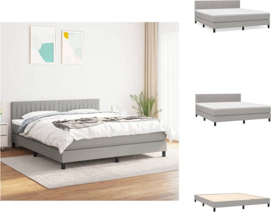 VidaXL Boxspringbed Luxe Volledig bed 203 x 180 x 78 88 cm Lichtgrijs Pocketvering matras Middelharde ondersteuning Huidvriendelijk topmatras Montagehandleiding inclusief Bed - Foto 3