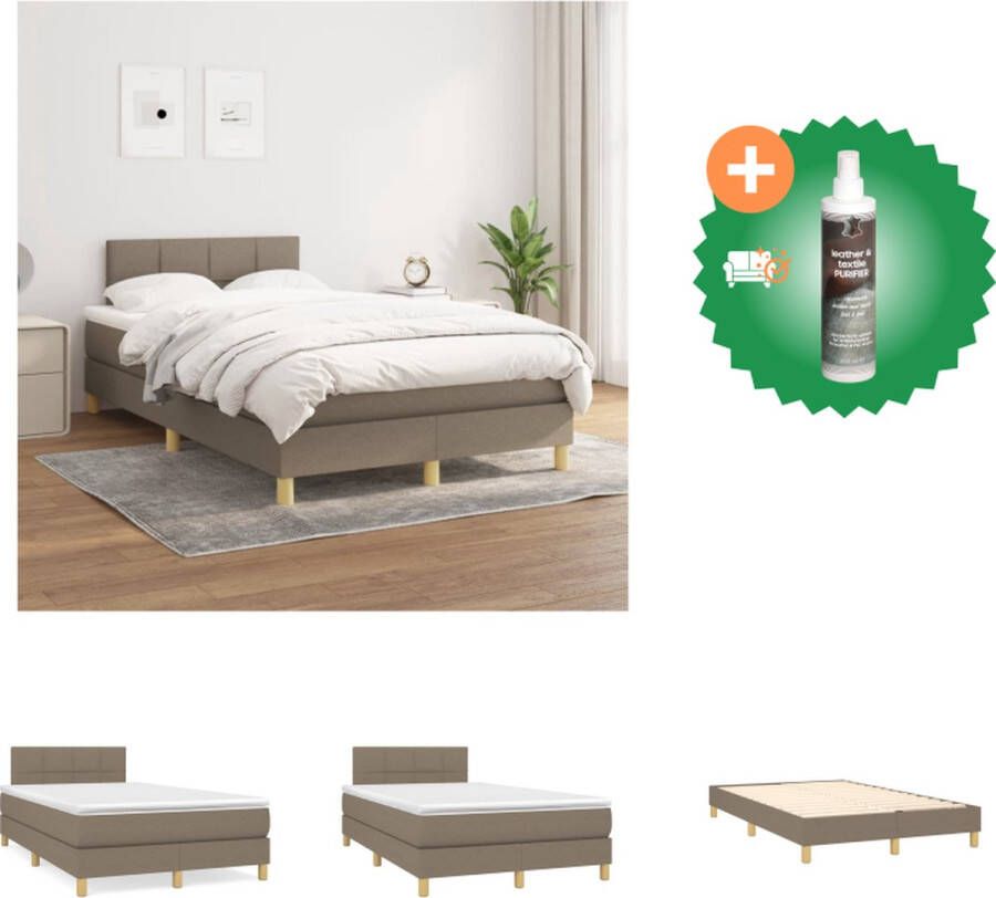 vidaXL Boxspringbed Bed 203 x 120 x 78 88 cm Taupe Stof Pocketvering Bed Inclusief Reiniger