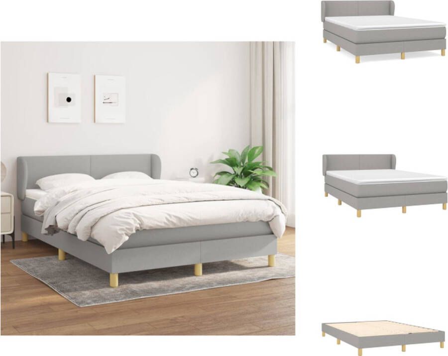 VidaXL Boxspringbed bed 203 x 147 x 78 88 cm lichtgrijs pocketvering matras middelharde ondersteuning huidvriendelijk topmatras Bed