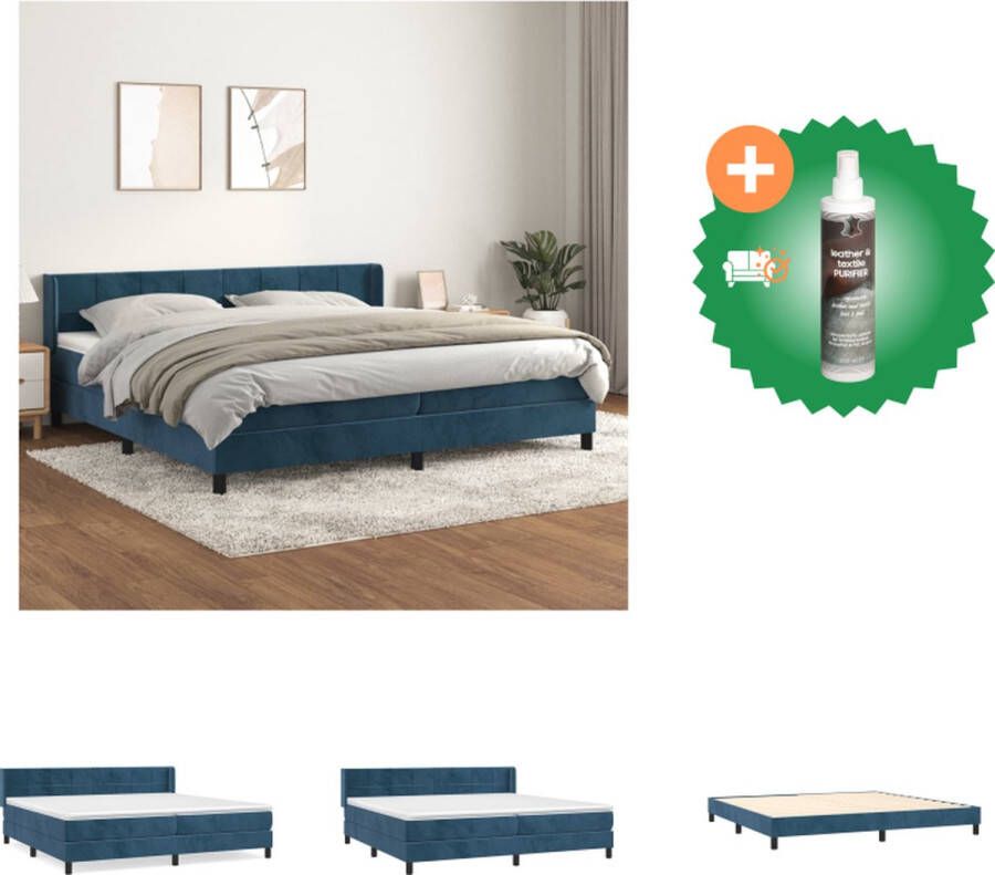 VidaXL Boxspringbed Bed 203 x 203 x 78 88 cm Donkerblauw Fluwelen Materiaal Bed Inclusief Reiniger
