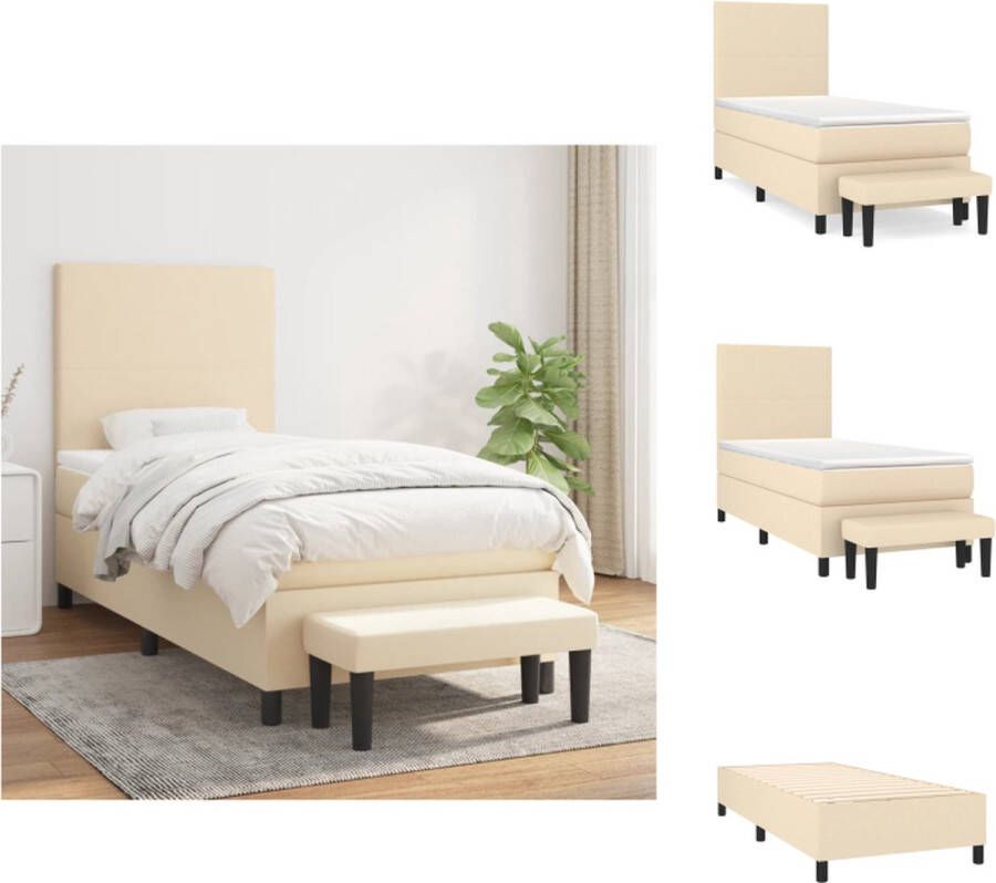VidaXL Boxspringbed Bed 203 x 83 x 118 128 cm (L x B x H) Crème Inclusief matras en topmatras Bed