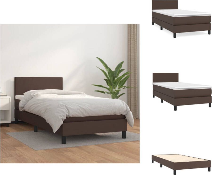 VidaXL Boxspringbed Bed 203 x 90 x 78 88 cm Duurzaam kunstleer Inclusief pocketvering matras en topmatras Bed