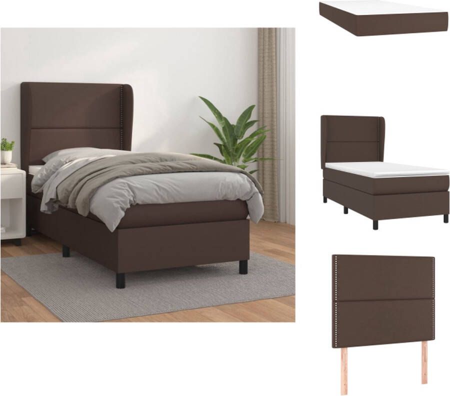 VidaXL Boxspringbed Bed 203x103x118 128 cm Bruin Kunstleer Bed