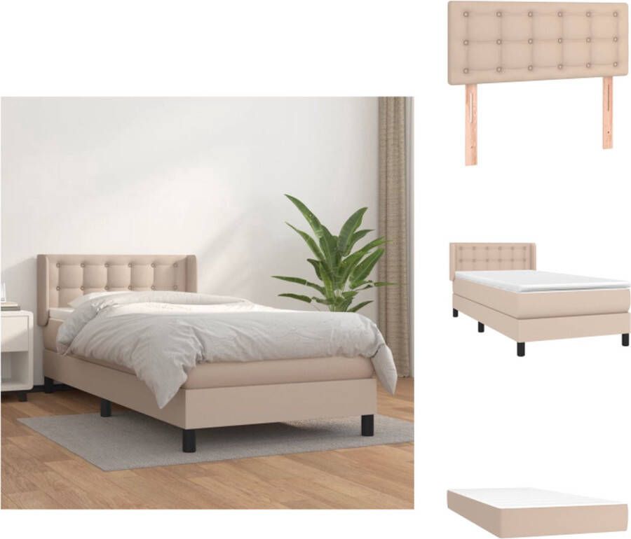 VidaXL Boxspringbed Bed 203x103x78 88 cm Kunstleer Cappuccino Pocketvering matras Middelharde ondersteuning Huidvriendelijk topmatras Bed - Foto 1