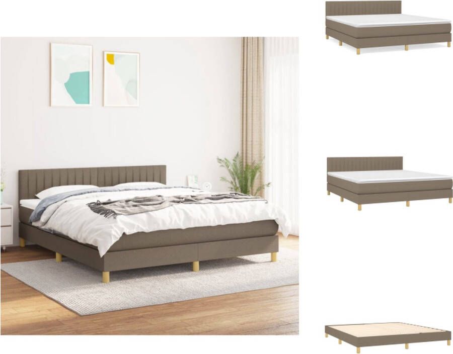 vidaXL Boxspringbed Bed 203x180x78 88 cm Taupe + Wit Pocketvering Matras Huidvriendelijk Topmatras Bed