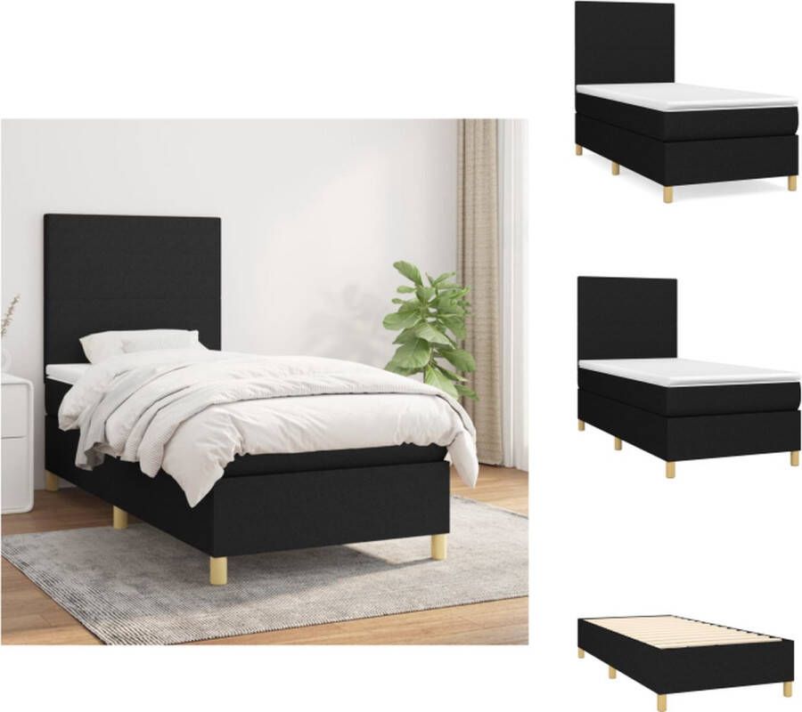 VidaXL Boxspringbed Bed 203x83x118 128 cm Zwart Bed
