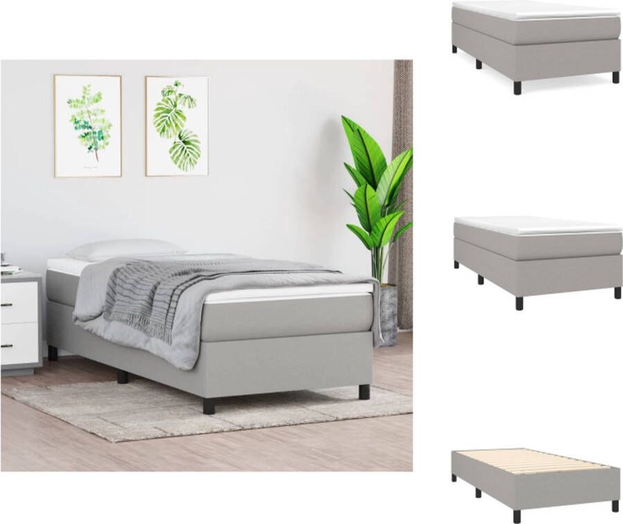 VidaXL Boxspring Boxsprings Bed Slaapmeubel Boxspring met matras stof lichtgrijs 100x200 cm - Foto 3