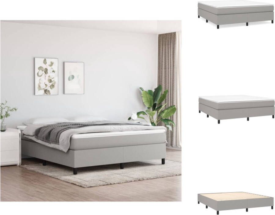 VidaXL Boxspringbed Rustgevende Nacht Bedframe 203x160x35 Matras 160x200x20 Topmatras 160x200x5 Kleur- lichtgrijs wit Materiaal- stof multiplex bewerkt hout 100% polyester Maximale ontspanning voor een goede nachtrust Bed - Foto 2